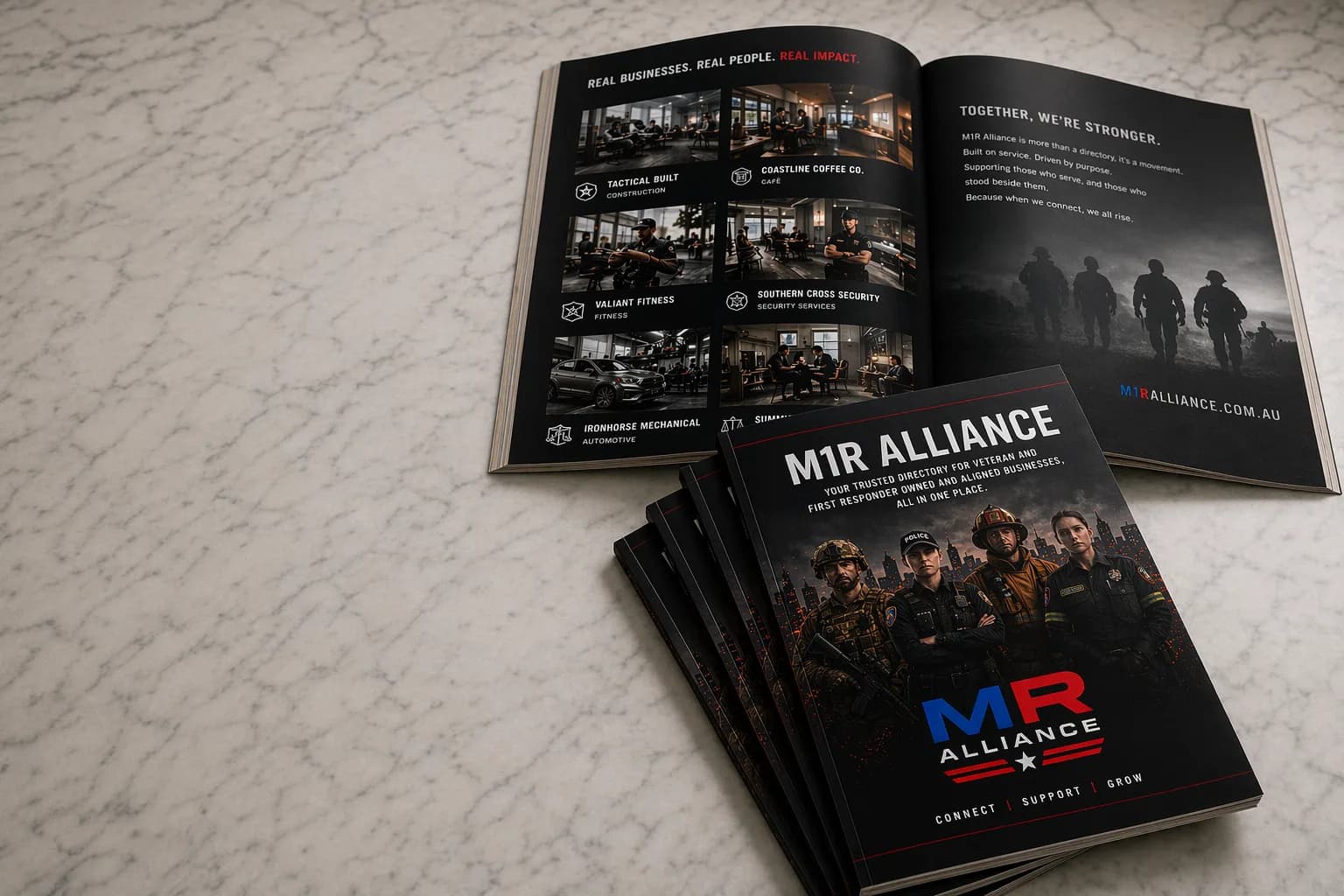 M1R Alliance directory magazine mockup