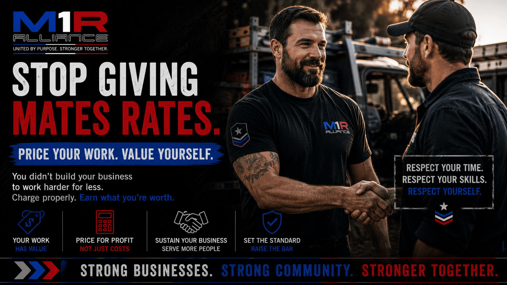 Stop Giving Mates' Rates: Pricing Without Underselling Yourself — M1R Alliance blog article cover image